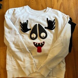 White MOOSE-KNUCKLES Sweatshirt with Fun Face Design